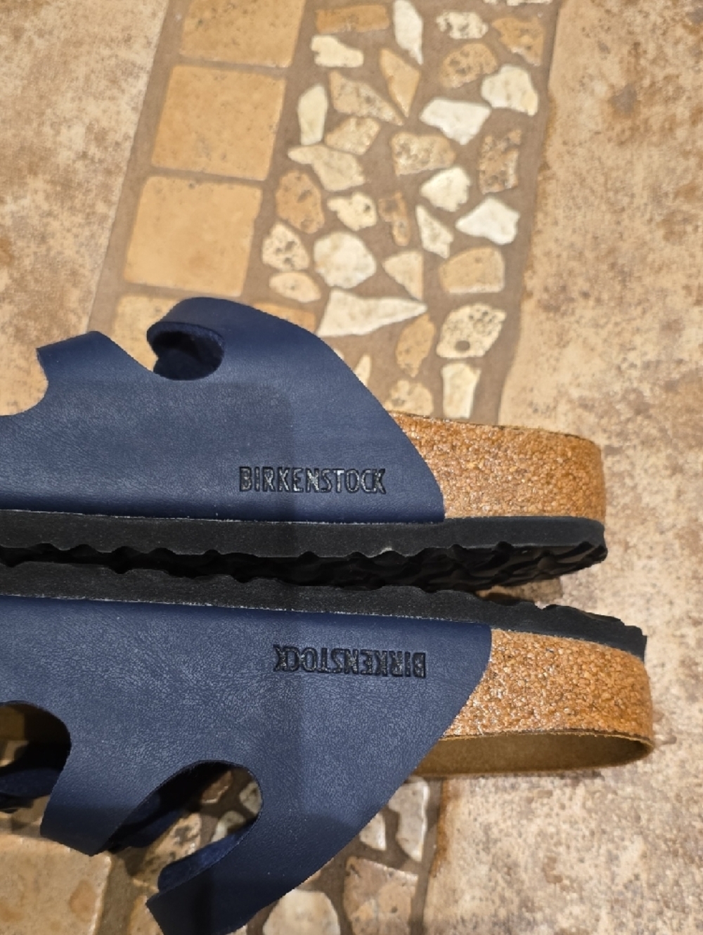 Birkenstock Navy Triple-Strap Soft Footbed Sandals - Picture 6 of 7